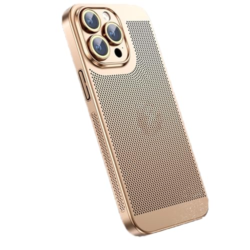 LXURY Hülle für iPhone 15 Pro Max/15 Pro/15, Galvanisierte PC Kratzfest Handyhülle mit Screen Kamera Schutz Ultradünne Stoßfeste Schutzhülle,Gold,15 Pro Max'' von LXURY