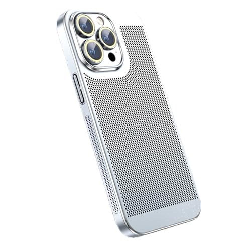 LXURY Hülle für iPhone 15 Pro Max/15 Pro/15, Galvanisierte PC Kratzfest Handyhülle mit Screen Kamera Schutz Ultradünne Stoßfeste Schutzhülle,Silber,15 Pro Max'' von LXURY