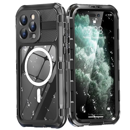 LXURY Hülle für iPhone 15 Pro Max/15 Pro/15 Plus/15, Rundum Wasserdicht Schutz Handyhülle mit Screen KameraSchutz Militärisch Stoßfest Case,Schwarz,15 Pro Max 6.7'' von LXURY