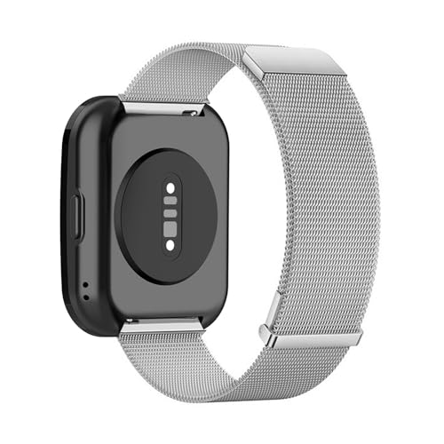 LXURY Magnetische Edelstahl Armbänder für Amazfit Bip 5 Armband, mit Dual Magnet Einstellbar Metall Mesh Ersatzarmband Kompatibel mit Amazfit Bip 5 Uhrenarmband für Damen Herren (Silber) von LXURY