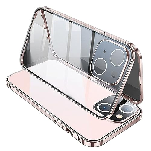LXURY Magnetische Hülle für iPhone 15 Pro Max/15 Pro/15 Plus/15, Ultradünne Durchsichtig Rundum Schutz Case Screen Kamera Kratzfest Schutzhülle,Rosa,15 Pro Max 6.7'' von LXURY