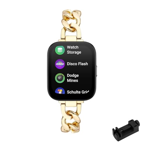 LXURY Metall Armbänder für Amazfit Bip 5 Armband Damen Edelstahl Verstellbares Elegantes Bänder für Amazfit Bip 5 Ersatzarmband Kompatibel mit Amazfit Bip 5 Uhrenarmband für Frauen (Gold) von LXURY