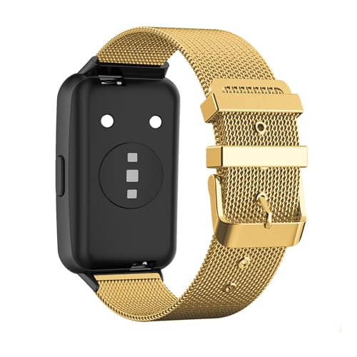 LXURY Metall Armbänder für Huawei Band 8 Armband, 16mm Edelstahl Mesh mit Einstellbar Schnalle Ersatzarmband für Damen Herren Kompatibel mit Huawei Band 8 Uhrenarmband (Gold) von LXURY