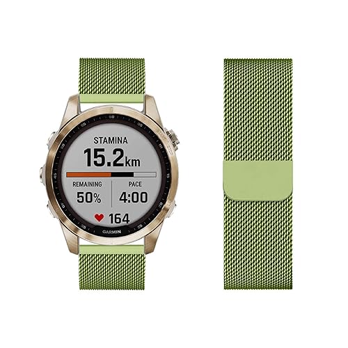 LXURY Metall Edelstahl Armbänder Kompatibel mit Garmin Fenix 7S/7S Solar/7S Sapphire Solar Armband Magnetisch Einstellbar Mesh Ersatzarmband für Garmin Fenix 7S/7S Sapphire Solar Uhrenarmband (19) von LXURY