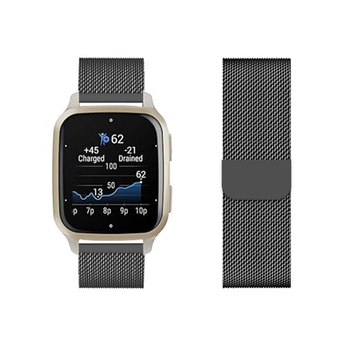 LXURY Metall Edelstahl Armbänder Kompatibel mit Garmin Venu Sq 2/Venu Sq 2 Music Armband Magnetisch Einstellbar Mesh Ersatzarmband für Garmin Venu Sq 2/Sq 2 Music Uhrenarmband (8) von LXURY