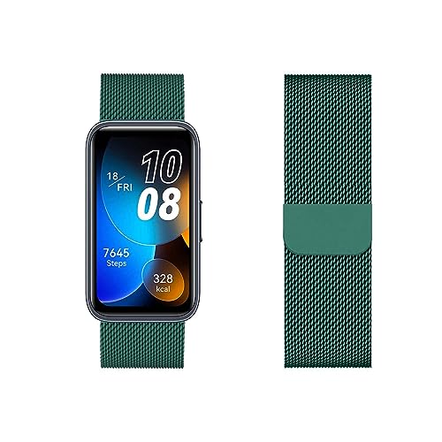 LXURY Metall Edelstahl Armbänder Kompatibel mit Huawei Band 8 Armband Magnetisch Einstellbar Mesh Ersatzarmband für Huawei Band 8 Uhrenarmband (16) von LXURY