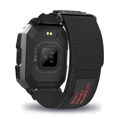 LXURY Sport Nylon Armbänder für C20 Smartwatch/Tank M1 Smartwatch Armband mit Klettverschluss Einstellbar für Frauen Männer Ersatzarmband Kompatible mit C20/Tank M1 Smartwatch Uhrenarmband (Schwarz) von LXURY