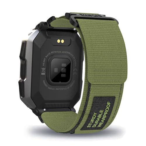 LXURY Sport Nylon Armbänder für C20 Smartwatch/Tank M1 Smartwatch Armband mit Klettverschluss Einstellbar für Frauen Männer Ersatzarmband Kompatible mit C20/Tank M1 Smartwatch Uhrenarmband (Grün) von LXURY