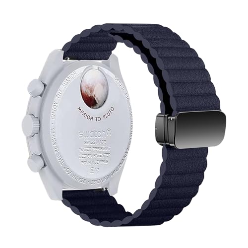 Leder Armbänder für Omega x Swatch MoonSwatch Armband, Magnetisch Verstellbares Bänder für Omega x Swatch MoonSwatch Ersatzarmband Kompatibel mit Omega x Swatch MoonSwatch Uhrenarmband (7) von LXURY