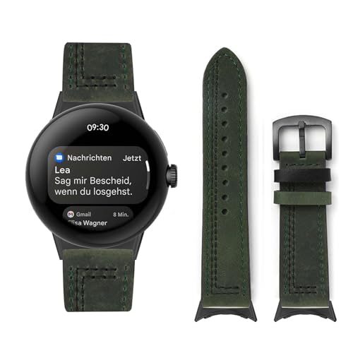 Lederarmband Kompatibel mit Google Pixel Watch 2/ Pixel Watch Armband, Vintage Leder Armbänder mit Schnalle aus Edelstahl Ersatzarmband für Google Pixel Watch 2/ Pixel Watch Uhrenarmband (2) von LXURY
