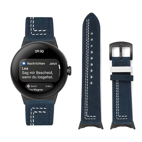 Lederarmband Kompatibel mit Google Pixel Watch 2/ Pixel Watch Armband, Vintage Leder Armbänder mit Schnalle aus Edelstahl Ersatzarmband für Google Pixel Watch 2/ Pixel Watch Uhrenarmband (6) von LXURY