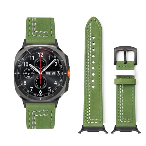 Lederarmband Kompatibel mit Samsung Galaxy Watch Ultra 47mm Armband, Vintage Leder Armbänder mit Schnalle aus Edelstahl Ersatzarmband für Samsung Watch Ultra 47mm Uhrenarmband für Herren Damen (2) von LXURY