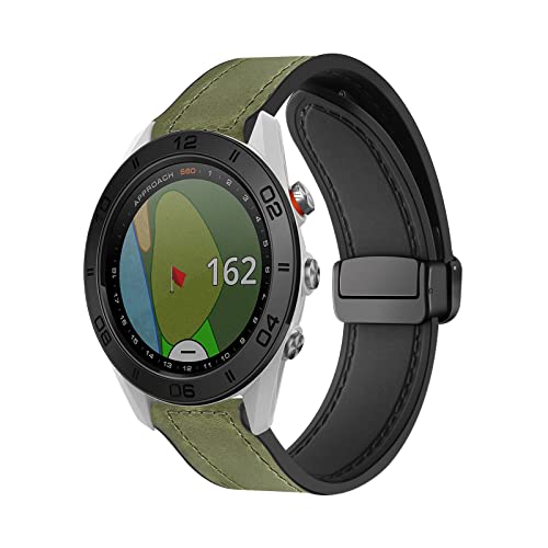 Magnetische Armbänder für Garmin Approach S62_S60_EPIX gen 2 Armband für Männer und Frauen, Magnetische Leder Silikon Hybrid Ersatzarmband Kompatibel mit Garmin Approach S62_S60_EPIX gen 2 (9) von LXURY