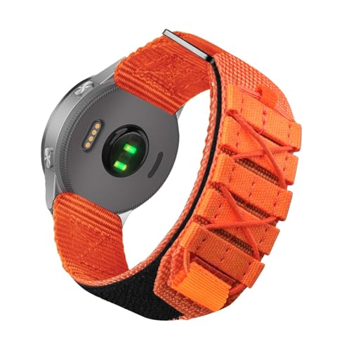 Sport Nylon Armbänder für Garmin Venu 2/ Venu 3/ Vivoactive 4 Armband, mit Einstellbar Schnalle Robustes Stoff Loop Ersatzarmband für Herren Damen mit Garmin Venu 2/Vivoactive 4 Uhrenarmband (Orange) von LXURY