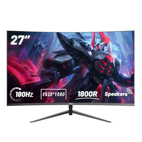 LXZ 68.6 cm Curved Gaming Monitor 180Hz, Full HD 1080P Frameless 1800R Gaming Display mit FreeSync & Eye-Care Technologie, DP, HDMI Port - Schwarz LXZ 68.6 cm Curved Gaming Monitor 180Hz, Full HD 1080P Frameless 1800R Gaming Display mit FreeSync & Eye-Care Technologie, DP, HDMI Port - Schwarz von LXZ