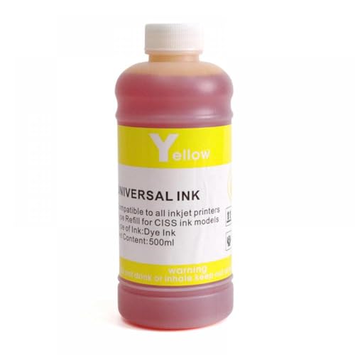LXfOtG 500 ml Farbstofftinte Bk C m y Set kompatibel mit verschiedenen Tintenstrahldruckern, einschließlich Deskjet Ciss 805 305(1PCS 500ML Dye Ink-Y) von LXfOtG