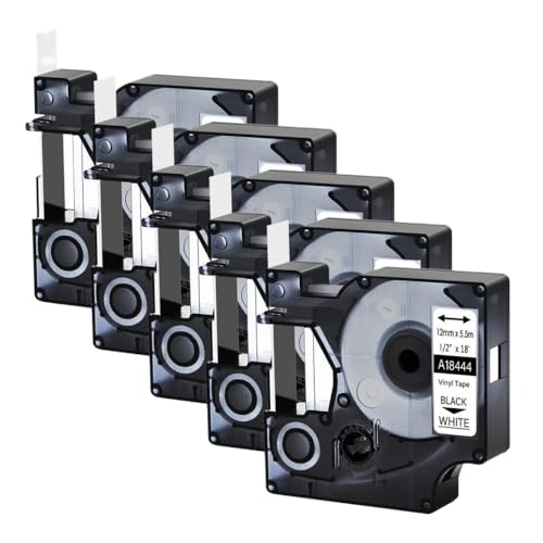 LXfOtG Schwarz auf weißen Industriebändern kompatibel mit 5200 4200 Label Machers 5PK 18488 18444 18483 18432(White Vinyl) von LXfOtG