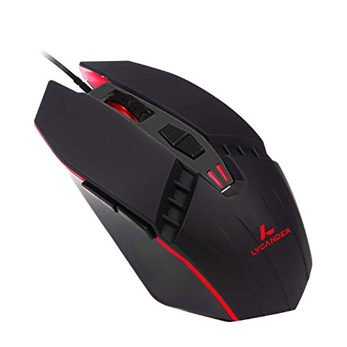 LYCANDER LMC378 Gaming-Maus, kabelgebunden, Optische USB-Mäuse mit Einstellbarer Dpi, bis zu 6400, 7 Tasten, LED, 1, 5 m Kabel von LYCANDER