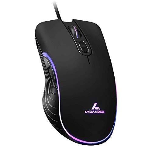 LYCANDER LMC380 Gaming-Maus, kabelgebunden, Optische USB-Mäuse mit Einstellbarer Dpi, bis zu 6400, 7 Tasten, LED, 1, 5 m Kabel von LYCANDER