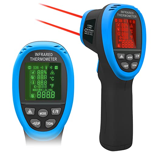 LYCEBELL Infrarot Thermometer 985E -50°C bis 800°C, Laser Temperaturmessgerät mit Doppellaser, Einstellbarer Emissionsgrad & 20 Datenspeicher – Berührungslos für Industrie, Pizzaofen, Küche (12h Akku) LYCEBELL Infrarot Thermometer 985E -50°C bis 800°C, Laser Temperaturmessgerät mit Doppellaser, Einstellbarer Emissionsgrad & 20 Datenspeicher – Berührungslos für Industrie, Pizzaofen, Küche (12h Akku) von LYCEBELL