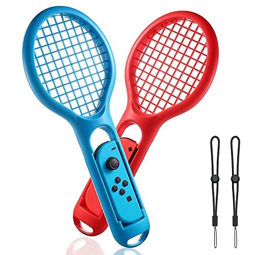 LYCEBELL Tennis schläger für Nintendo Switch, Kompatibel mit Mario Tennis Aces Spiele, Switch Joy Con Zubehör, 2 Stück(Blau & Rot) von LYCEBELL
