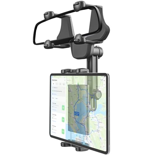 LYFPOOM Tablet Halterung Auto Spiegel, [Vier Krallen Anti-Shake] Handyhalterung Auto Rückspiegel, für 4-11 Zoll Handy & Tablet, iPad Pro/Air/Mini, Galaxy, Lenovo, iPhone usw von LYFPOOM