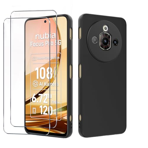 LYJERRY Handyhülle Kompatibel mit Nubia Focus Pro 5G Hülle + 2Pcs Schutzglas für Nubia Focus Pro 5G Hülle Stoßfest Cover Schutzhülle Silikon Case Weich Schwarz hülle und Schutzglas LYJERRY Handyhülle Kompatibel mit Nubia Focus Pro 5G Hülle + 2Pcs Schutzglas für Nubia Focus Pro 5G Hülle Stoßfest Cover Schutzhülle Silikon Case Weich Schwarz hülle und Schutzglas von LYJERRY