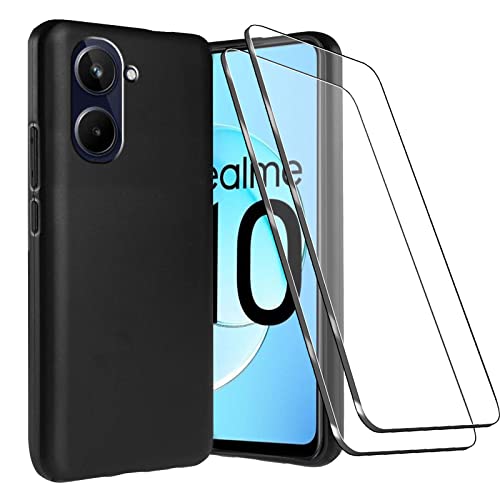 LYJERRY Handyhülle Realme 10 4G Hülle Weich Schwarz + 2Pcs Panzerfolie für Realme 10 4G Hülle Stoßfest Cover Schutzhülle Silikon Case Displayschutzfolie LYJERRY Handyhülle Realme 10 4G Hülle Weich Schwarz + 2Pcs Panzerfolie für Realme 10 4G Hülle Stoßfest Cover Schutzhülle Silikon Case Displayschutzfolie von LYJERRY