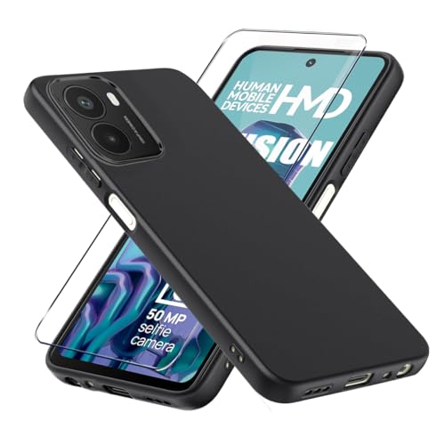 LYJERRY Handyhülle Schwarz hülle stoßfest Kompatibel mit HMD Fusion,1Pcs Hülle mit Schutzglas,Schutzhülle Bumper Cover hülle silikon für HMD Fusion Displayschutzfolie LYJERRY Handyhülle Schwarz hülle stoßfest Kompatibel mit HMD Fusion,1Pcs Hülle mit Schutzglas,Schutzhülle Bumper Cover hülle silikon für HMD Fusion Displayschutzfolie von LYJERRY