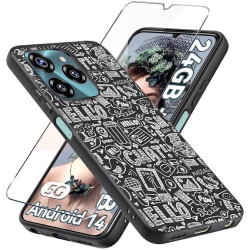 LYJERRY Schutzhülle Schwarz für Oukitel C50, Stoßfest, Silikon, Tempered Glass, Gummi, Wasserabweisend, Einfarbig, Erwachsene, Unisex, FFP Zertifiziert, Bumper Case LYJERRY Schutzhülle Schwarz für Oukitel C50, Stoßfest, Silikon, Tempered Glass, Gummi, Wasserabweisend, Einfarbig, Erwachsene, Unisex, FFP Zertifiziert, Bumper Case von LYJERRY