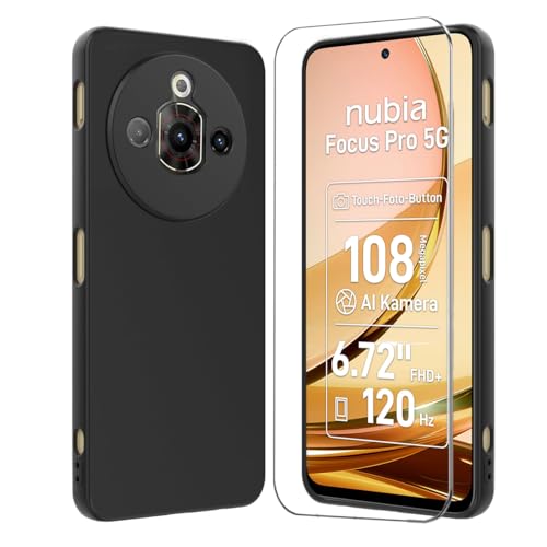 LYJERRY Handyhülle Schwarz hülle stoßfest Kompatibel mit ZTE Nubia Focus Pro 5G,1Pcs Hülle mit Schutzglas,Schutzhülle Bumper Cover hülle silikon für ZTE Nubia Focus Pro 5G Displayschutzfolie LYJERRY Handyhülle Schwarz hülle stoßfest Kompatibel mit ZTE Nubia Focus Pro 5G,1Pcs Hülle mit Schutzglas,Schutzhülle Bumper Cover hülle silikon für ZTE Nubia Focus Pro 5G Displayschutzfolie von LYJERRY