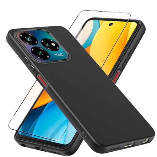 LYJERRY Handyhülle Schwarz hülle stoßfest für ZTE Blade V60 Vita,1Pcs Hülle mit 1Pcs Schutzglas,Schutzhülle Bumper Cover hülle silikon für ZTE Blade V60 Vita Displayschutzfolie LYJERRY Handyhülle Schwarz hülle stoßfest für ZTE Blade V60 Vita,1Pcs Hülle mit 1Pcs Schutzglas,Schutzhülle Bumper Cover hülle silikon für ZTE Blade V60 Vita Displayschutzfolie von LYJERRY