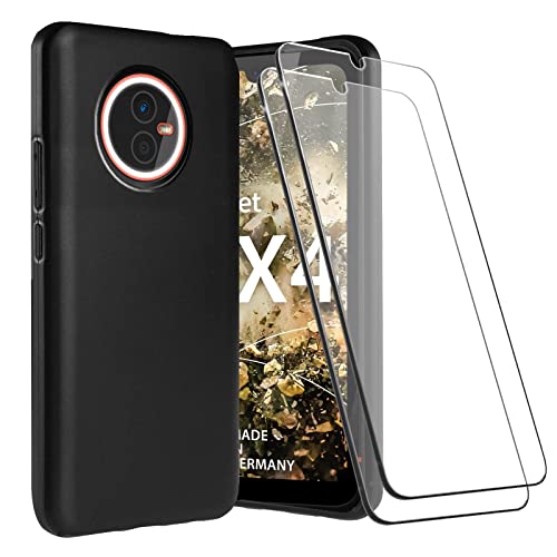 LYJERRY Handyhülle für Gigaset GX4 und Gigaset GX4 Pro Hülle + 2Pcs panzerglas für Gigaset GX4 und Gigaset GX4 Pro Hülle Stoßfest Cover Schutzhülle Silikon Case Weich Schwarz hülle und panzerglas von LYJERRY