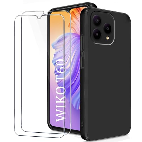 LYJERRY Handyhülle für WIKO T60 Hülle + 2Pcs panzerglas für WIKO T60 Hülle Stoßfest Cover Schutzhülle Silikon Case Weich Schwarz hülle und panzerglas LYJERRY Handyhülle für WIKO T60 Hülle + 2Pcs panzerglas für WIKO T60 Hülle Stoßfest Cover Schutzhülle Silikon Case Weich Schwarz hülle und panzerglas von LYJERRY