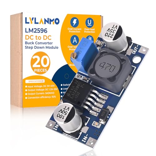LYLANMO LM2596 DC zu DC Buck-Konverter 3,0–40 V auf 1,5–35 V DIY Netzteil Step-Down-Modul Einstellbarer Spannungsregler Elektronischer Spannungsstabilisator (20 Stück) von LYLANMO