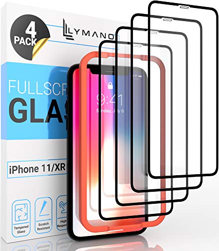 LYMANO [4 Stück] Panzer-Folie Glas Full Screen für iPhone 11 / iPhone XR Display-Schutzfolie Schutzglas Glass Protector [Anti Kratzer] [Blasenfrei] [Komplett Abdeckung] (6,1 Zoll) - Jetzt Ansehen von LYMANO