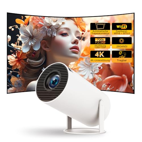 Mini Beamer Projektor mit Android TV, LYNCAST 1080P 4k Projektor 180° Drehung Portable Projector mit WiFi 6 & Bluetooth 5,Mini Beamer Handy für Telefon/TV Stick/HDMI/PS5/iOS Mini Beamer Projektor mit Android TV, LYNCAST 1080P 4k Projektor 180° Drehung Portable Projector mit WiFi 6 & Bluetooth 5,Mini Beamer Handy für Telefon/TV Stick/HDMI/PS5/iOS von LYNCAST