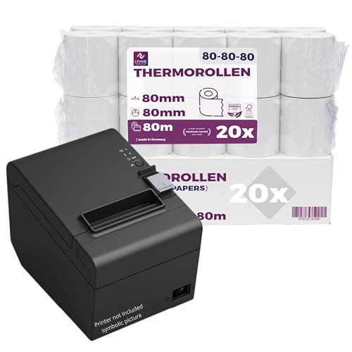 Thermorollen - Bonrollen - Kassenrollen 80mm x 80m x 12mm (80x80x12) für alle gängigen Thermopapier Kassen-Bondrucker – BPA Frei von LYNNE PAYMENT SOLUTIONS