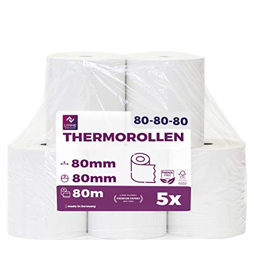 Thermorollen - Bonrollen - Kassenrollen 80mm x 80m x 12mm (80x80x12) für alle gängigen Thermopapier Kassen-Bondrucker – BPA Frei von LYNNE PAYMENT SOLUTIONS