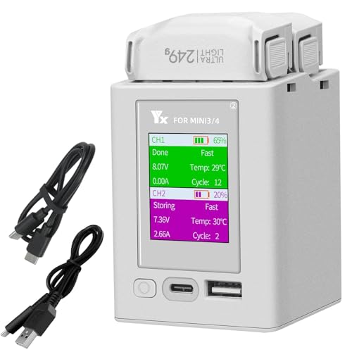 LYONGTECH LCD Multi Function Akku Ladegerät für DJI Mini 3,Mini 4/3 Pro,Parallel Akkuladestation,Charger Hub,Display Charging 2 Batteries Drohne Zubehör LYONGTECH LCD Multi Function Akku Ladegerät für DJI Mini 3,Mini 4/3 Pro,Parallel Akkuladestation,Charger Hub,Display Charging 2 Batteries Drohne Zubehör von LYONGTECH