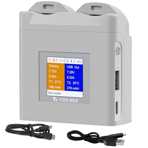 LYONGTECH Multifunction LCD Akku Ladegerät für DJI Neo,Zweiwege-Ladestation,Akkuladestation,Charger Hub,Display Charging 2 Batteries Drohne Zubehör von LYONGTECH