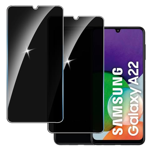 [2 Stück] Sichtschutzfolie für Samsung Galaxy A22 4G Panzer Schutz Glas, 9H Härte Sichtschutz, Frei von Kratzern Folie,Ultrabeständig,Frei von Kratzern, [Anti-Spion] Privacy Displayschutz von LYPHPE