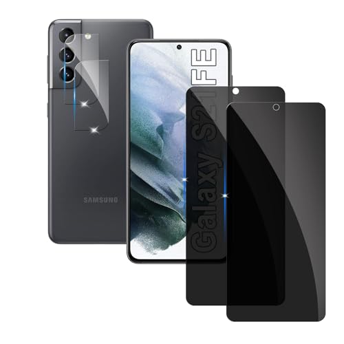 2 Stück Sichtschutzfolie für Samsung Galaxy S21FE Panzer Schutz Glas mit 2 Stück Kameraschutz, 9H Härte Sichtschutz, Frei von Kratzern Folie,Ultrabeständig,Anti-Spion Displayschutz von LYPHPE