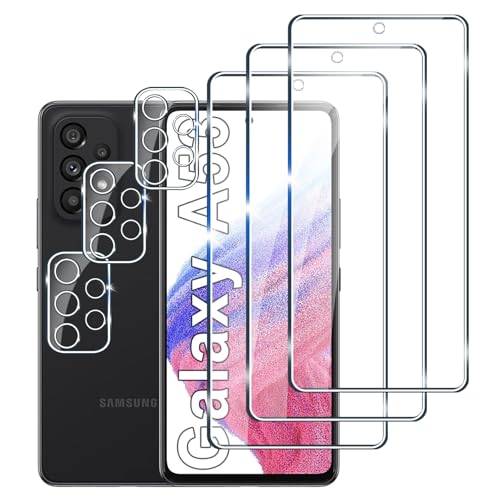 [3+3 Stück] Panzerfolie für Samsung Galaxy A53 Schutzfolie,3 Stück Kamera Schutzfolie, 9H Härte Displayschutz, Anti-Kratzer Super klar Folie,Anti-Bläschen Gehärtetes Glas von LYPHPE