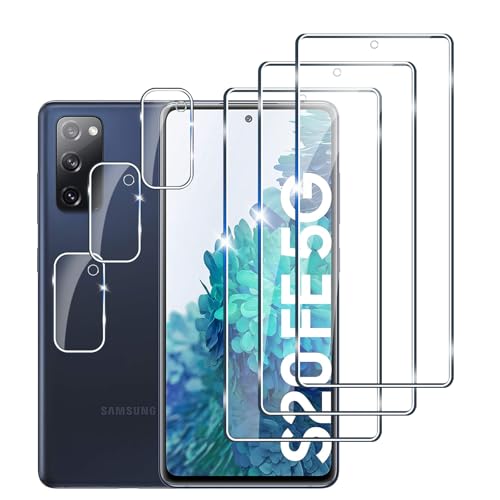 [3+3 Stück] Panzerfolie für Samsung Galaxy S20FE Schutzfolie,3 Stück Kamera Schutzfolie, 9H Härte Displayschutz, Anti-Kratzer Super klar Folie,Anti-Bläschen Gehärtetes Glas von LYPHPE