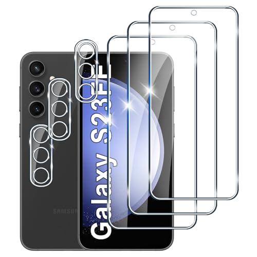 [3+3 Stück] Panzerfolie für Samsung Galaxy S23FE Schutzfolie,3 Stück Kamera Schutzfolie, 9H Härte Displayschutz, Anti-Kratzer Super klar Folie,Anti-Bläschen Gehärtetes Glas von LYPHPE