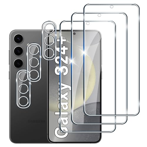 [3+3 Stück] Panzerfolie für Samsung Galaxy S24 Plus Schutzfolie,3 Stück Kamera Schutzfolie, 9H Härte Displayschutz, Anti-Kratzer Super klar Folie,Anti-Bläschen Gehärtetes Glas von LYPHPE
