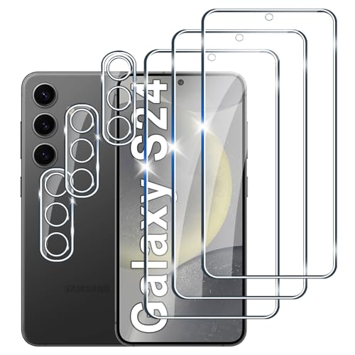 [3+3 Stück] Panzerfolie für Samsung Galaxy S24 Schutzfolie,3 Stück Kamera Schutzfolie, 9H Härte Displayschutz, Anti-Kratzer Super klar Folie,Anti-Bläschen Gehärtetes Glas von LYPHPE