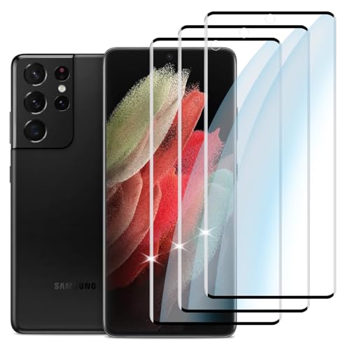 [3 Stück] Panzerfolie für Samsung Galaxy S21 Ultra Schutzfolie, 9H Härte Displayschutz,[Fingerabdruck-ID Unterstützen][3D-Vollabdeckung], Anti-Kratzer Super klar Folie von LYPHPE