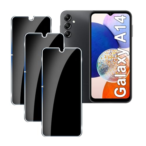 [3 Stück] Sichtschutzfolie für Samsung Galaxy A14 Panzer Schutz Glas, 9H Härte Sichtschutz, Frei von Kratzern Folie,Ultrabeständig,Frei von Kratzern, [Anti-Spion] Privacy Displayschutz von LYPHPE